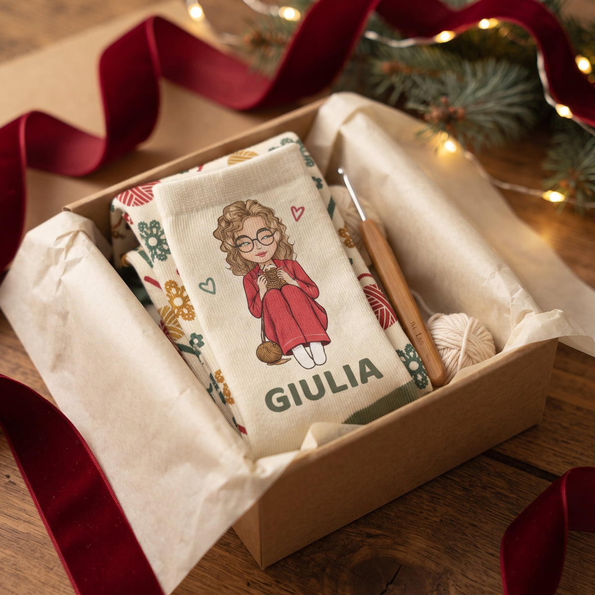 Calzini personalizzati uncinetto in confezione regalo